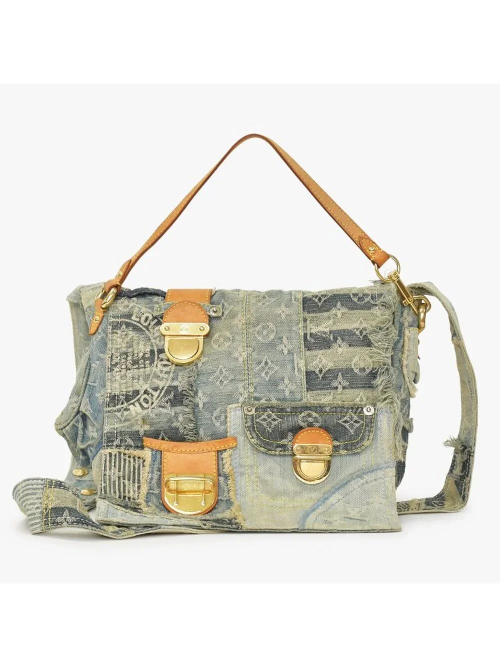 Louis Vuitton Patchwork Posty Messenger Bag Monogram Denim